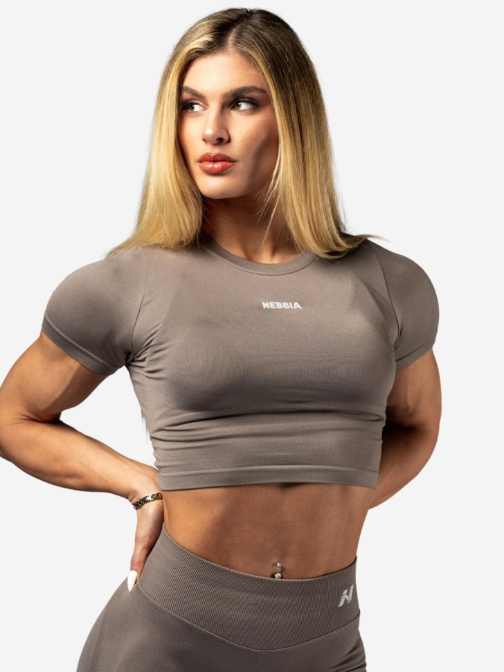 Лонгслив Nebbia Seamless Short-Sleeve Top POWER 891 light brown ash