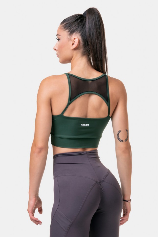 Топ NEBBIA Classic HERO Cut-Out Sports bra 579 Dark green в Екатеринбурге  в Екатеринбурге 