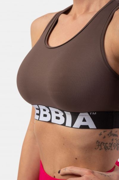 Топ NEBBIA Medium Impact Cross Back Sports Bra 410 Brown в Екатеринбурге  в Екатеринбурге 