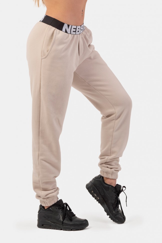 Брюки Nebbia Iconic Mid-Waist Sweatpants with elastic “N” waistband 408  Cream в Екатеринбурге  в Екатеринбурге 