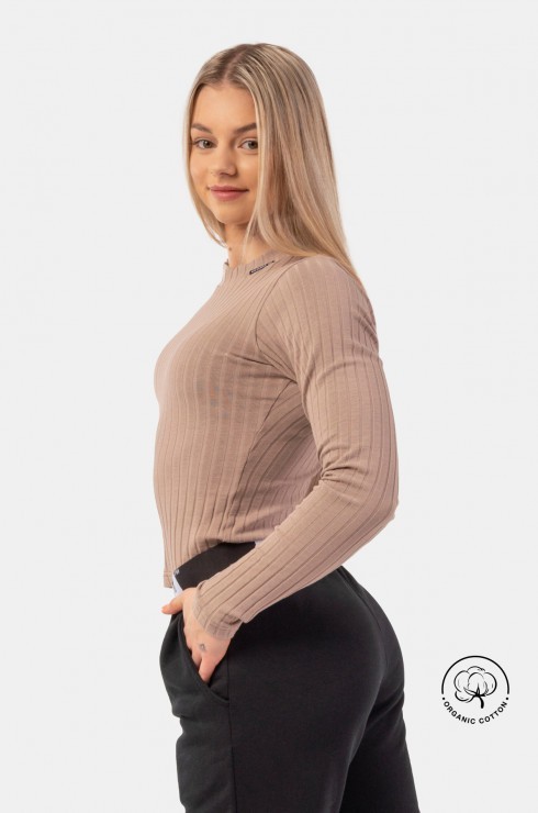 Лонгслив Nebbia Organic Cotton Ribbed Long Sleeve Top 415 brown в Екатеринбурге  в Екатеринбурге 